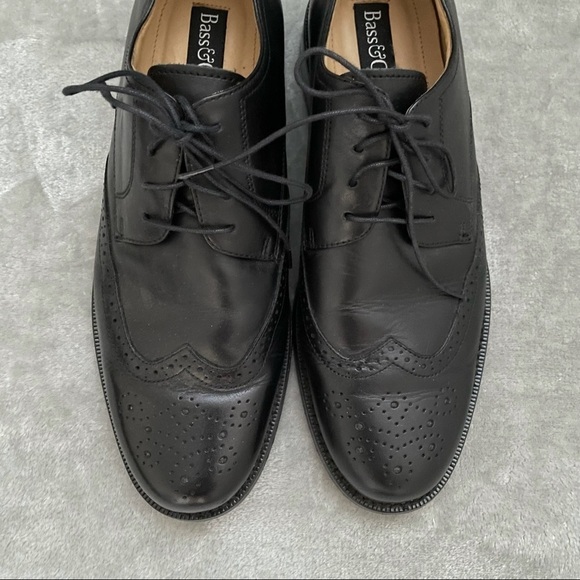 Bass & Co Mr Dylan Black Leather Formal Wigtip Lace Up Oxford Loafer Size 9M - Picture 9 of 13